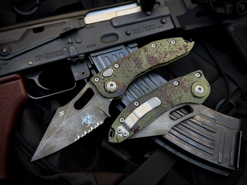 Microtech Stitch Auto Folder Outbreak Edition Aluminum Body w/ M390MK Outbreak Partially Serrated Blade (3.75") 169-2OBS