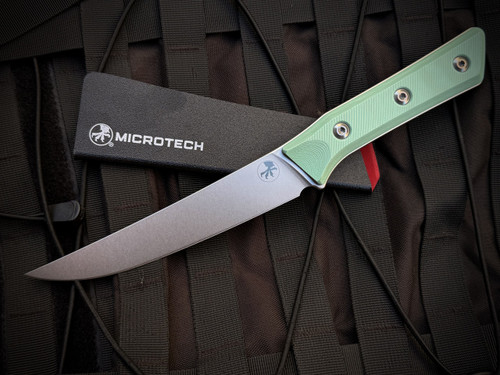 Microtech 6.125" Boning Knife Caribbean G10 Handles w/ M390MK Stonewashed Plain Edge Blade (6.125") 3100-10CA