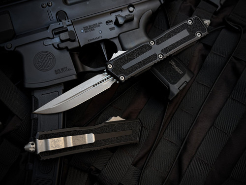 Microtech Scarab II D/E-S Black Aluminum Body w/ Apocalyptic Stonewashed Edge Blade (3.9") 1180-10AP