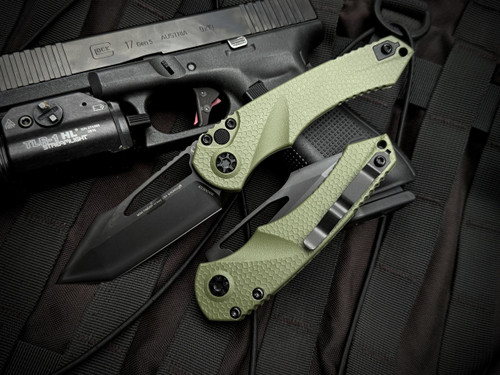 Heretic Knives Mini Pariah T/E Manual Folder OD Green Polymer Body w/ Magnacut DLC Plain Edge Blade H053-6A-GRN