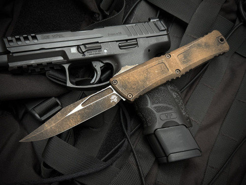 Microtech Combat Troodon Bowie Plague Outbreak Edition Aluminum Body w/ M390MK Plain Edge Blade (3.8") 1146-1PLOBS