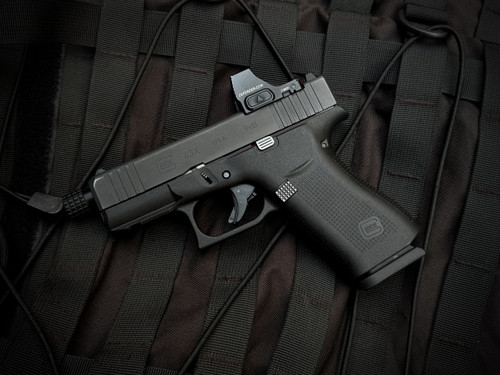 PRE-OWNED Glock 43X Handgun 9mm Pistol 10 + 1, Black, w/ Vortex Defender and Backup Tactical Threaded Barrel