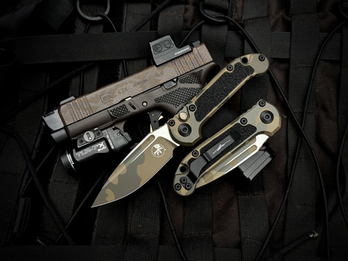 Microtech LUDT S/E Gen III Auto Folder Badlands Camo Aluminum Body w/ M390MK Badlands Camo Plain Edge Blade (3.5") 1135-1BNCS-Z4