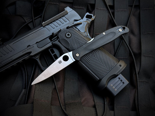 Spyderco Charisma Lockback Folder Black FRN Body w/ BD1N Stonewashed Plain Edge Blade (2.98") C259PBK