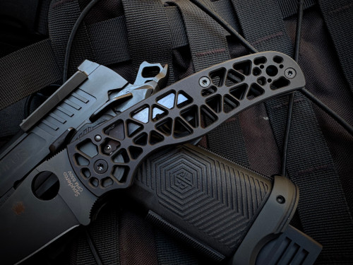 Spyderco Edgerati Folder Black Skeletonized Aluminum Body w/ S30V Black Plain Edge Blade (3.57") C266BKALBKP
