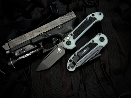 Microtech LUDT T/E Auto Folder Jade G10 Body w/ M390MK Black Plain Edge Blade (3.5") 1136-1GTJGS-X4