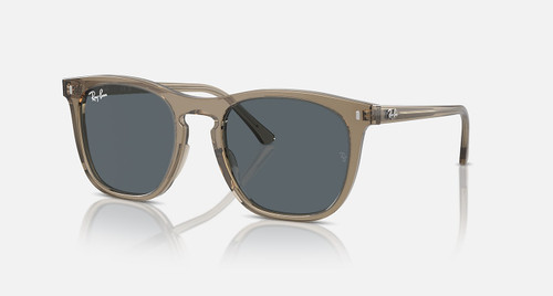 Ray-Ban RB2210 Sunglasses Polished Transparent Brown Frame w/ Blue Lenses RB2210 6765R5 53-21
