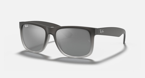 Ray-Ban Justin Sunglasses Rubber Grey on Clear Grey w/ Grey Mirror Silver Gradient Lenses RB4165 852/88 54-16