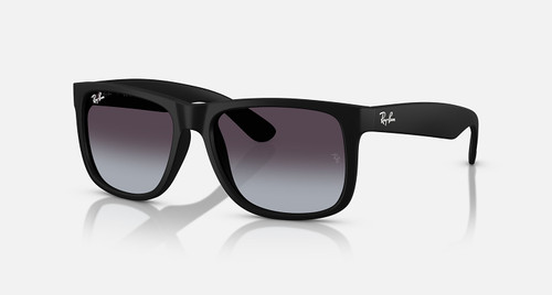 Ray-Ban Justin Classic Sunglasses Matte Rubber Black Frame w/ Dark Grey Lenses RB4165 601/8G 54-16