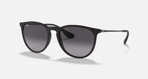 Ray-Ban Erika Classic Sunglasses Matte Rubber Black Frame w/ Grey Gradient Lenses RB4171 622/8G 54-18