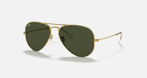 Ray-Ban Aviator Classic Sunglasses Polished Arista Gold w/ G-15 Green Lenses RB3025 L0205 58-14