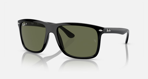 Ray-Ban Boyfriend Two Sunglasses Polished Black Frame w/ Green Polarized Lenses RB4547 601/58 60-18