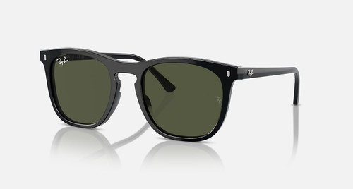 Ray-Ban RB2210 Sunglasses Polished Black Frame w/ Green Lenses RB2210 901/31 53-21