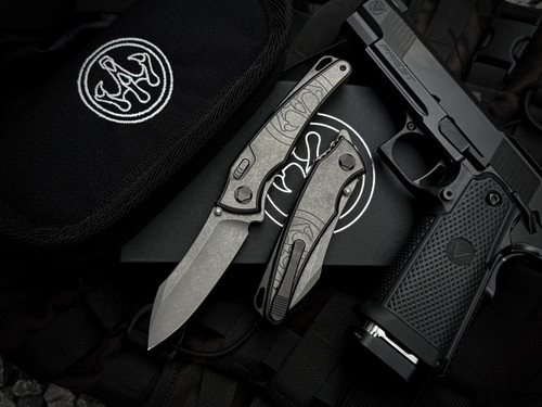 G&G Hawk Talon Hawk Lock Folder Tumbled Titanium and DLC Body w/ M390 Tumbled Plain Edge Blade (3.5")