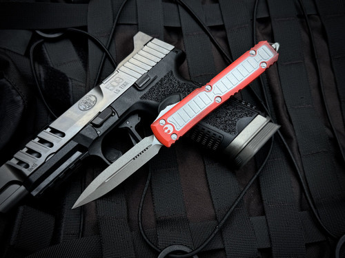 CONSIGNMENT Microtech Ultratech D/E X-Wing Edition Aluminum Body w/ Dark Apocalyptic Plain Edge Blade (3.4") 122-10XW