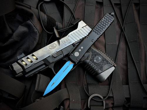 CONSIGNMENT Microtech Ultratech D/E Jedi Knight Edition Brody w/ Blue Plain Edge Blade (3.4") 122-1JK