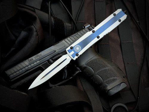 CONSIGNMENT Microtech Ultratech D/E Clone Trooper Edition Aluminum Body w/ Matching Plain Edge Blade (3.4") 122-1CO