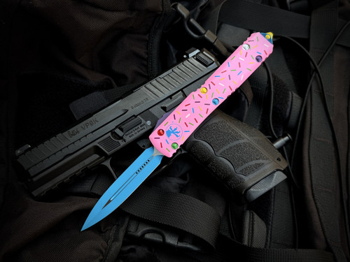 CONSIGNMENT Microtech Ultratech D/E Dessert Warrior Edition Aluminum Body w/ Dessert Warrior Plain Edge Blade (3.4") 122-1DW