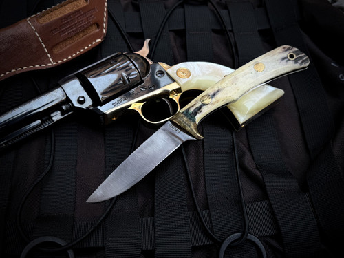 CONSIGNMENT Jimmy Lile No Dot Stag Handle Fixed Blade