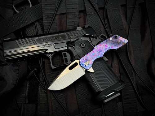 PRE-OWNED Attn2Detail MK1 Folder Timascus Body w/ S90V Satin Plain Edge Blade