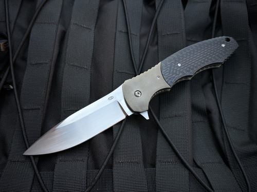 Chris W Smith/ John W Smith Custom Folder Bronzed Titanium Body w/ Carbon Fiber Scales and Hand Rubbed Satin Plain Edge Blade (4") Pivot Option #1