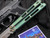 EOS Trident Balisong Antique Green Titanium Handles w/ Bronzed Hardware and Drop Point S30V Blade (4.5”)