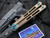 EOS Trident Balisong Bronzed Titanium Handles w/ Blue Hardware and Drop Point DLC S30V Blade (4.5”)-1677538946