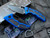 Heretic Knives Medusa T/E Auto Folder Blue Body w/ Grip Inlays and Black Plain Edge Blade (3")