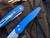 Pro-Tech Knives Newport Auto Folder Blue Aluminum Body w/ Stonewashed S35VN Plain Edge Blade (3”) 3405-BLUE