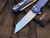 Pro-Tech Knives Malibu Button Lock Flipper Dark Blue Aluminum Body w/ Stonewashed 20CV Reverse Tanto Plain Edge Blade (3.3”) 5201-BLUE