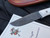 Double XX Fixed Trapper Fixed Blade White Micarta Handle w/ Nichols Damascus Plain Edge Blade