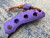 Homer Zhu Custom T-Rex Folder Textured Violet Ano Titanium Body w/ Hand Rubbed Sculpted Plain Edge Blade (2.5”) #89/196