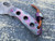 Homer Zhu Custom T-Rex Folder Textured Cloudy Violet Ano Titanium Body w/ Hand Rubbed Sculpted Plain Edge Blade (2.5”) #83/196