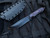 WelMade Knives Legion Fixed Blade Purple Fat Carbon, White G10 Lined Scales w/ Bronzed Titanium Hardware and Black PVD Plain Edge Blade (5.25”)