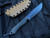 WelMade Knives Legion Fixed Blade Black Micarta Scales w/ Blue Titanium Hardware and Black PVD Plain Edge Blade (5.25”)