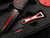 Microtech Hera D/E Signature Series “Twin Flames” Set of Two Knives Black Aluminum Body  w/ Red Accents and Full Serrated Blade (3.08”)