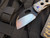 Homer Zhu Custom Parrot Folder Sculpted Titanium Body w/ Blue Hardware and Two Tone Black Plain Edge Blade (2.7”) #43