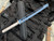 Mike Taylor X Chris Green Full Titanium Custom Short Sword w/ Gray Ti Handle/Blue Blade and Carbonized Steel Edge Blade (15")