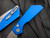 Pro-Tech Knives Strider PT+ Auto Folder Blue Aluminum Body w/ Magnacut Stonewashed Plain Edge Blade (3.06") PT201-BLUE