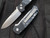 Pro-Tech Knives Terzoula ATCF Auto Folder Black Aluminum "White Storm" Carbon Fiber Inlaid Body w/ MOP Button and Magnacut Stonewashed Plain Edge Blade (3.45")