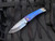 Medford Knives Marauder-H Folder Faced/Flamed "Solar Flare" Body w/ Blue Spring, Bronzed Hardware, Solar Flare Clip, and S35VN Tumbled Drop Point Blade (3.75")