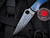 Spyderco Stretch 2 XL Blue Nishijin Glass Fiber Body w/ Damascus Plain Edge Blade (3.96") C258GFBLP