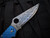 Spyderco Stretch 2 XL Blue Nishijin Glass Fiber Body w/ Damascus Plain Edge Blade (3.96") C258GFBLP