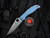 Spyderco Stretch 2 XL Blue Nishijin Glass Fiber Body w/ Damascus Plain Edge Blade (3.96") C258GFBLP