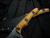 WelMade Brawler Fixed Blade Scorched Natural Micarta Handles w/ Blue Titanium Hardware and 154CM Stonewashed Plain Edge Blade (3")