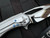 CONSIGNMENT Marfione Custom Sigil Folder Royalloy Stainless Steel Body w/ Blue Titanium Hardware, Polished Plate, and Mirror Polished Blade (3.5")