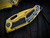 Heretic knives Medusa Auto Folder Yellow Cel Shading Cerakote Aluminum Body w/ Magnacut Yellow Recurve Plain Edge Blade (3") H012-CS-YW