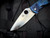 Spyderco Tenacious Folder Blue Disarray Titanium Body w/ D2 Satin Plain Edge Blade (3.35") C122TIBLD2P
