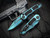 Heretic Knives Wraith Bowie Auto Folder Cel Shade Turquoise Body w/ Magnacut Cel Shade Plain Edge Blade (3.625") H002-CS-TQ