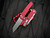 Pro-Tech Malibu Textured Red Body and Gold Lip Pearl Button w/ Magnacut Stonewashed Reverse Tanto Plain Edge Blade (3.25") 5405 LTD-RED